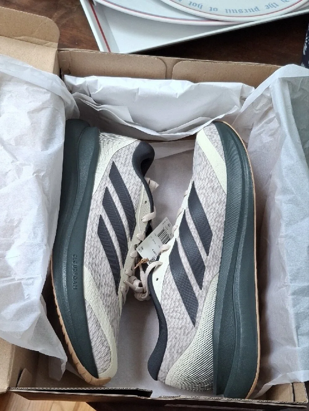 adidas Beige and Black Mesh Running Shoe